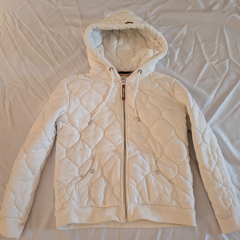 Wanakome Women's Medium white quilted zip up hoodie (fits like a Small)